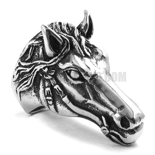 Stainless steel jewelry ring horse head ring SWR0141 - Click Image to Close